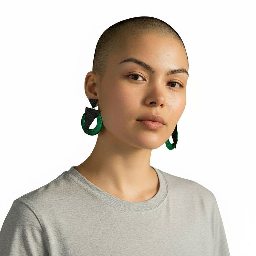 Y2K Green and Black Abstract Retro Earrings  see measurements